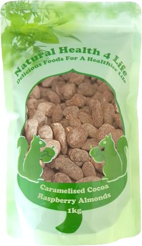 Natural Health 4 Life Snack nuts Caramelised Cocoa Almonds with Natural Raspberry Flavour 1kg (1 Pouch)