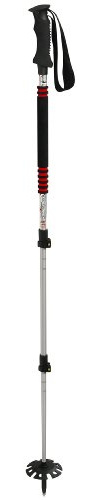 Komperdell Herren Tourenstock T3 Thermogrip Foam PL, Silber - rot/schwarz