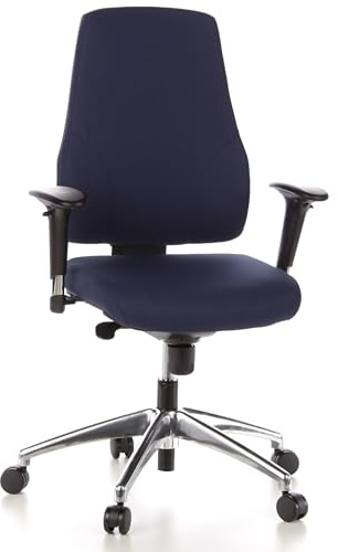 hjh OFFICE 608010 Profi Bürostuhl PRO-TEC 200 Stoff Blau Drehstuhl ergonomisch, Arm- & Rückenlehne höhenverstellbar