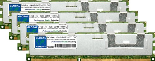 64GB (4 x 16GB) DDR3 1333MHz PC3-10600 240-PIN ECC REGISTRADO DIMM (RDIMM) Memoria RAM Kit para Apple Mac Pro (Mediados 2010-2012)
