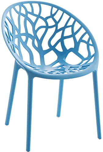 CLP Gartenstuhl Hope Kunststoff I Stapelstuhl wetterfest und UV-beständig I Outdoorstuhl pflegeleicht I Sessel für draußen, Farbe:blau