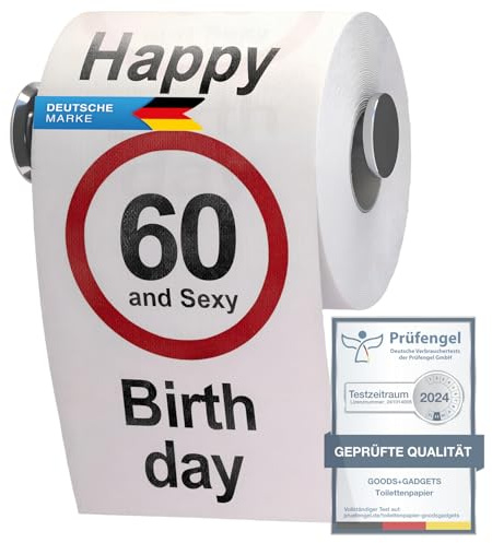 GOODS+GADGETS Lustiges Fun Klopapier zum 60. Geburtstag Toilettenpapier Geschenkartikel Geburtstags-Dekoration 60 und Sexy!