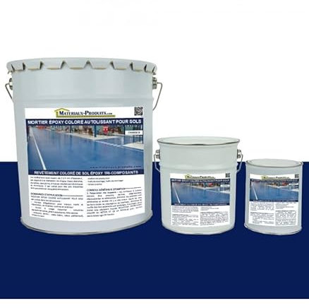MATPRO - Mortier Époxy Coloré Autolissant - pour Sols Haute Résistance, Ateliers, Stockage - Applicable Sans Retrait - Anti-Poussière - Bleu Marine - 20Kg