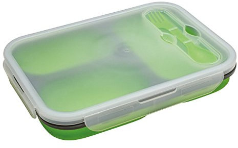 REFLECTS Lunchbox, Lunchset, faltbare Frischhaltedose, Vesperbox in grün mit Multifunktionsbesteck Size XL