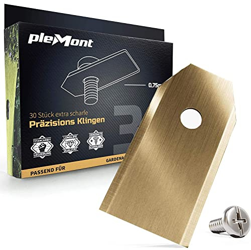 Plemont ® [Set De 30] Cuchillas De Titanio Cortacésped, Tractor Cortacesped, Robot Cortacesped, Desbrozadora, Biotrituradora, Cortacesped,cortacesped Electrico - Jardineria