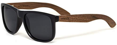 Sonnenbrille Herren und Damen Holz | Premium polarisiert Holzbügel mit Matt Grau Oder Schwarze Acetatrahmen | Geschwärzte Holzbrille UV400 Gläser | Damen & Herren Sonnenbrille UV Schutz