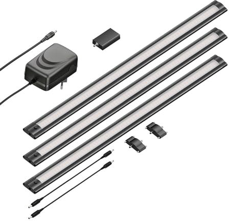 ledscom.de Smarte LED Unterbau-Leuchte SIRIS schwarz matt, WLAN-Controller, flach, Smart-Home, Alexa-fähig, je 50cm, je 531lm, warmweiß, 3er Set