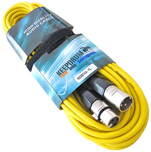 keepdrum MC-001XX YW Mikrofonkabel XLR 10m Gelb + Kabelbinder