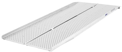 6' Wheelchair Ramp, Lightweight (27.5 lb), Folding, Portable, Non-Slip Punch Plate, for Scooter, Walker, Rollator, 800 lb Capacity, Silver Spring