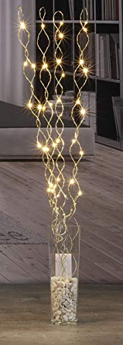 LED Lichterzweige mit Batterie 90 cm - Dekozweige mit 40 LEDs - Lichterkette Leuchtzweig Beleuchtung, gold