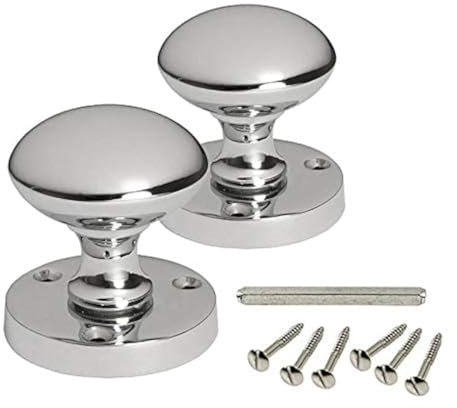 HANDLESTORE Pomello rotondo per porta a mortasa – Set di pomelli per porte interne in legno cromato lucido (1 paio)