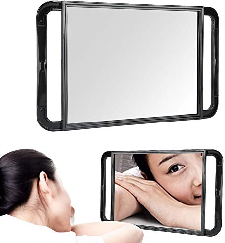 Hairdressing Mirror, Large Rectangle Makeup Barber Hair Handheld Back Mirror Salon Hairdressing Accessories Foam Cushion Mirror Lightweight Double Handle Salon Mirror