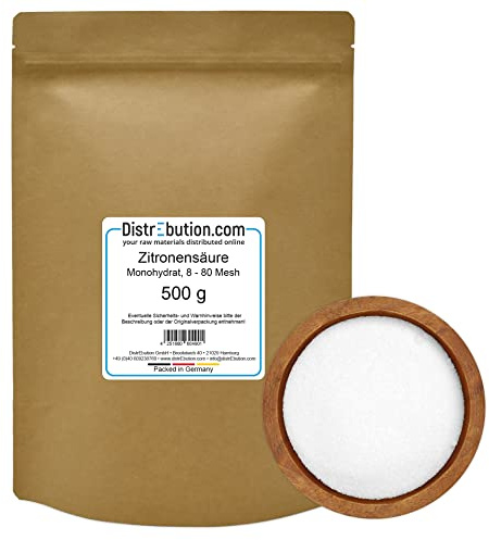 Zitronensäure 500g in Pulver, Monohydrat, Entkalker, Lebensmittelqualität E330, Reiniger