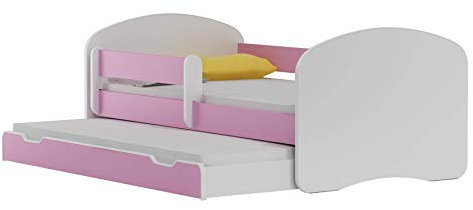 Happy Babies BDW NEU Kinderbett mit 2 Liegeflächen und 2 Matratzen DOPELLBETT 200x90 Rosa - für Mädchen und Jungen JUGENDBETT || KOSTELNOS Versand ||