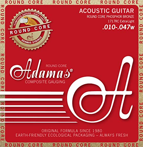 Adamas Akustik-Gitarren Saiten Historic Reissue Phosphor Bronze Round Core Satz Extra Light .010-.047 - 1717RC