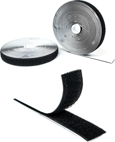 LEO's - 3m x 30mm Klettband selbstklebend extra stark doppelseitig (Flauschband schwarz) - Selbstklebende Klettbänder Hakenband Klebepads Klett Band Klettverschlussband beidseitig in Industriequalität