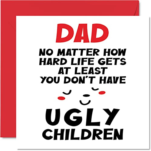 Lustige Vatertagskarten für Papa – Vater hässliche Kinder – Witz Happy Birthday Karte für Papa von Sohn Tochter, Vatergeburtstagsgeschenke, 145 mm x 145 mm, Vatertagsgrußkarten, Geschenk für Papa