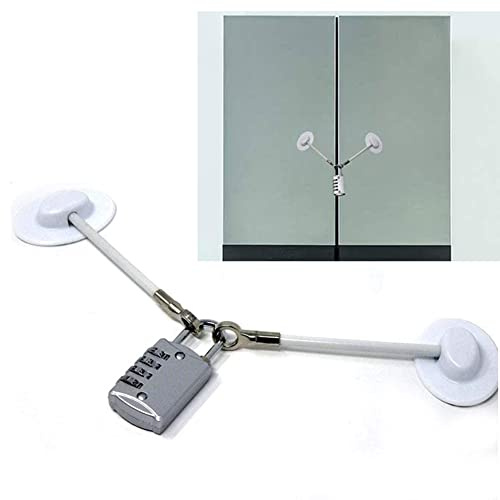 HURAD Homy Verrou de sécurité pour réfrigérateur avec cadenas, verrou de sécurité pour congélateur, serrure de réfrigérateur pour enfant, serrure de tiroir (blanc)