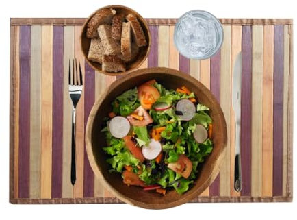 EuroStile Lot de 2 sets de table en bambou américains pour petit-déjeuner lavable, antidérapant, anti-taches, résistant à la chaleur, lot de 2 tapis en bambou 30 x 45 cm (marron), L