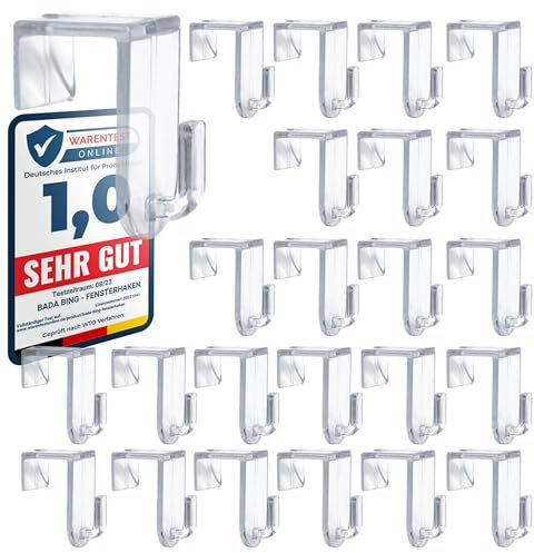 Bada Bing Fensterhaken 24er Set - Transparente Türhaken - Robuste und praktische Haken - Für jede Rahmenfarbe - Stabile Halterung Fenster - Ohne Kratzer am Fensterrahmen