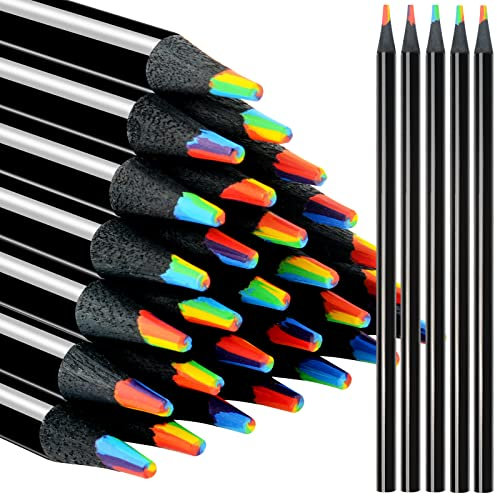 nsxsu Adventskalender Füllung, 24 Regenbogenstift Kinder, 7 in 1 Regenbogenstifte Mehrfarbige Bleistifte Kunstzubehör für Erwachsene Zeichnung Färbung, Mitgebsel Kindergeburtstag, Kleine Geschenke