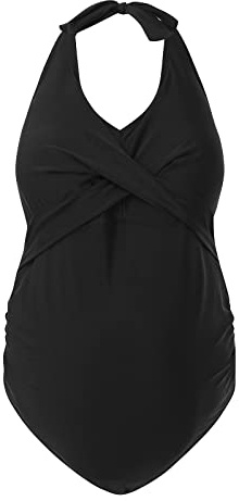 Travel Necessities Damen Umstands-Badeanzug, schwarz, Fitness-Sport-BH, einteilig, große Größe, einfarbig, Badeanzug, Bademode, Umstands-Herbstkleidung, Schwarz , 52