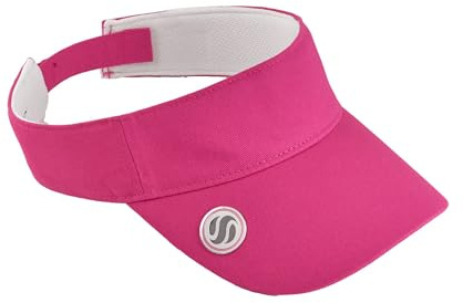 Surprizeshop Womens Golf Adjustable Velcro Visor | Velcro | Built in Magnet | Hand Enammelled 25mm Ball Makrer | Rigid Peak | Multiple Colours | Golf Visor | Tennis Visor