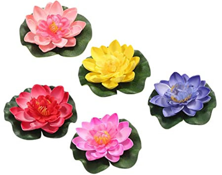 Cabilock 5 Stück Künstliche Lotusblume Schwimmende Blume Dekoration Für Teich Simulierte Schwimmende Pflanze Für Künstlichen Pool Realistische Lotus-Ornamente Keine Bewässerung Erforderlich