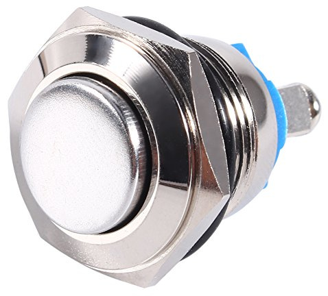 Botón Pulsador De Interruptor A Prueba De Agua, Interruptor De Reinicio Automático De Pista De Barco De Coche 12V 16mm Encendido Apagado Motor De Bocina Arranque Momentáneo Plateado