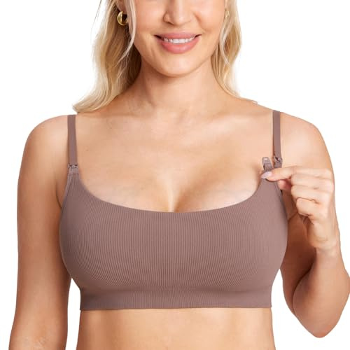 MOMANDA Soutien Gorge d'allaitement sans Armature | Invisible, Maternité, Confortable de Nuit, avec Coussinets Amovibles, Dos Croisé