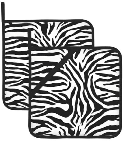 Zebra Prints Printed Pot Holder Set of 2,Kitchen Essential Potholders Sets & Oven Mitts for Baking,Cooking,BBQ (8X 8 in)