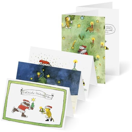 Unicef Weihnachtskarten Set (10 St., 5 Motive) Weihnachten mit Janosch - Spendenkarten Premium Klappkarten inklusive Briefumschlag - hochwertige Grußkarten made in Germany 17,5 x 11,7 cm