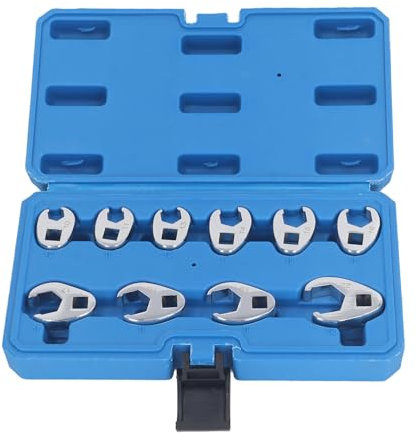 PMJMANKI Juego de 10 Llaves de Pata de Gallo con accionamiento de 3/8 de Pulgada, Llave de Tuercas abocardadas, Llave de Boca en Forma de U, métrica de 10 a 22 mm