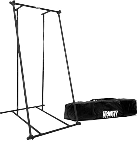 Gravity Fitness Barra de dominadas, equipo portátil de dominadas, equipo de gimnasio en casa, calistenia y entrenamiento de peso corporal, estante de dominadas ajustable y estación de inmersión (con