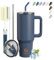 BIGRD 1.2 L Straw Coffee Cup to Go, Thermal Mug, Double-Walled Stainless Steel Vacuum Leak-Proof Drinking Cup with Handle and Lid, Water Bottle Thermal Insulated Bottle (Twilight)