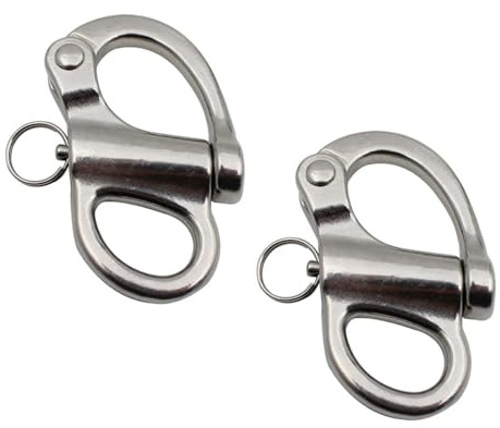 SEIWEI Lot de 2 manilles à ressort en acier inoxydable avec arceau fixe, crochet de fixation à dégagement rapide, manille à ressort en acier inoxydable pour cas de voilier, opérations de levage
