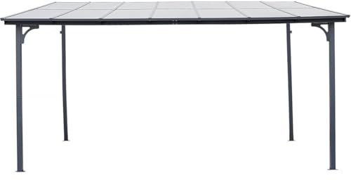 Pergola tonnelle adossée Marvin - 4 x 3 m - 423 x 298 x 243 cm - Gris foncé