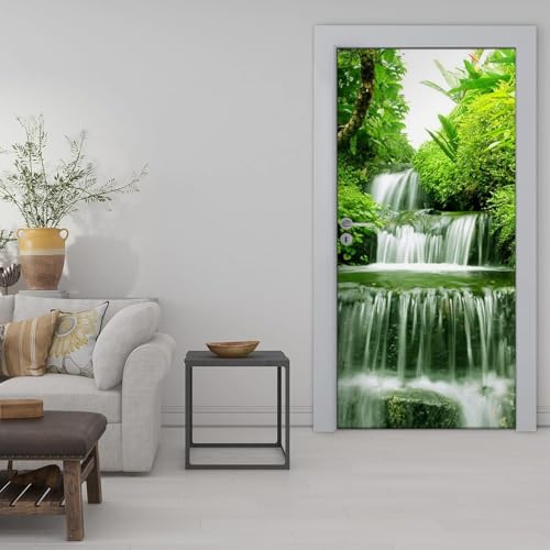 Türtapete Selbstklebend 80x200 Fenster Türfolie Türposter Naturlandschaft Bach Türklebefolie Wandbild Türaufkleber Wandtapete 3D Effekt für Wohnzimmer Schlafzimmer Küche