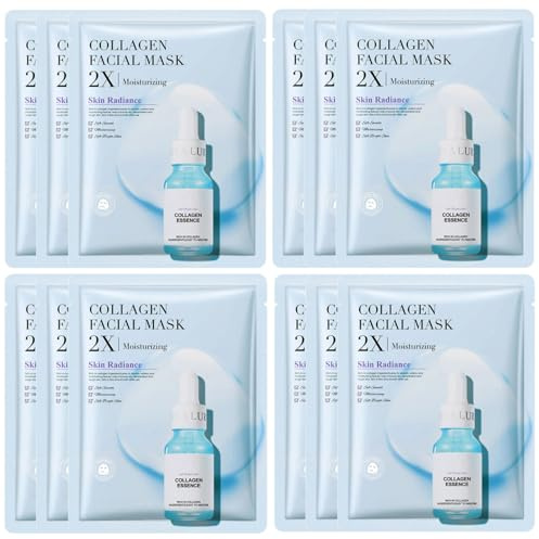 Jorun 12 Stück Collagen Gesichtsmaske Frauen Set - Koreanische Tuchmasken