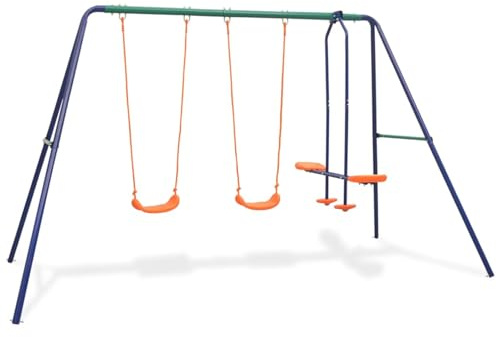 Tidyard Juego de Columpios con 4 Asientos Naranja