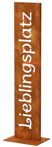 LOFTPLUS Rost Metall Lieblingsplatz-Schild for Garten-Deko - 71CM Handgefertigt Wetterfest Metallschild, Stilvolle Deko für Haustür, Garten, Terrasse, Hochzeit