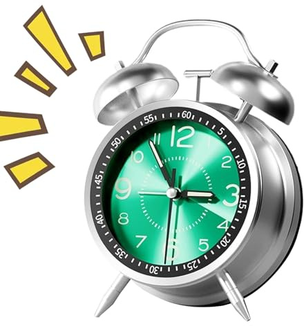 Reloj despertador analógico para habitación, viejo despertador analógico para escritorio, silenciador sin tic-Tac con doble campana para adolescentes y adultos, habitación