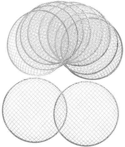 LOORGVEL Lot de 10 Grilles à Mailles Rondes Jetables pour Barbecue Extérieur – Support de Cuisson Compact et Léger – Grille Métallique Résistante pour Grillades, Camping et Foyer en Plein