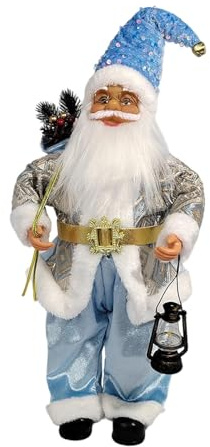 Sharplace 60cm Realistic Christmas Santa Standing Doll Ornament, Santa Claus Figure, Father Christmas Decoration Xmas Display Decor for Holiday Statue Mantelpiece Celebrations Office Restaurant, Blue
