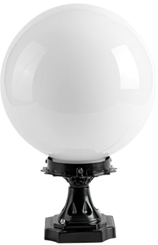 Didiseaon Farola de Exterior Esfera Acrílica 20 CM Base de Aluminio Cuadrada Luz para Postes de Jardín y Entrada Luminaria Resistente para Iluminación Eléctrica y Decoración Exterior