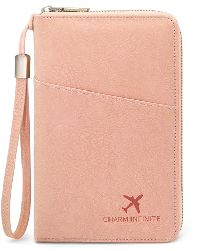 GOUNNU Reisepasshülle PU Leather Reisepass Hülle Familie Passport mit RFID Blockier Reisepass Tasche Familie Passport Cover Organizer Travel Essentials Reiseorganizer (Rosa)