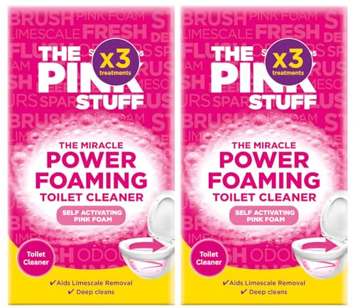 Pink Stuff Miracle Power Foaming Toilet Cleaner Deep Cleaning Self-Activating Pink Foam 100g x 3 Treatments (2 Box) for Tough Stain, Odour & Limescale Removal, Toilet Bowl Descaler & Freshener