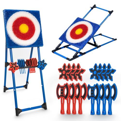SereneLife Axtwurfspiel Set für Garten, Indoor und Outdoor | Für Kinder und Erwachsene, Geschicklichkeitsspiel, Partyspiel, faltbar und tragbar, mit Ersatzteilen
