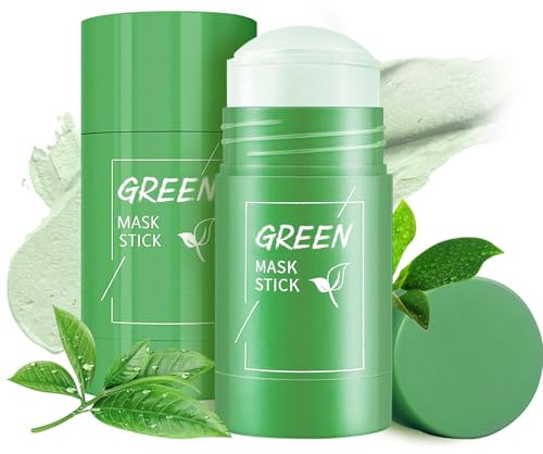 Pack de 2 Sticks Masque Visage au Thé Vert – Nettoyage Intense & Affinage des Pores, Hydratant, Élimination des Points Noirs, Tous Types de Peau