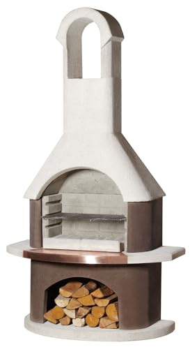 Buschbeck Gartengrillkamin St. Moritz Weiss/braun